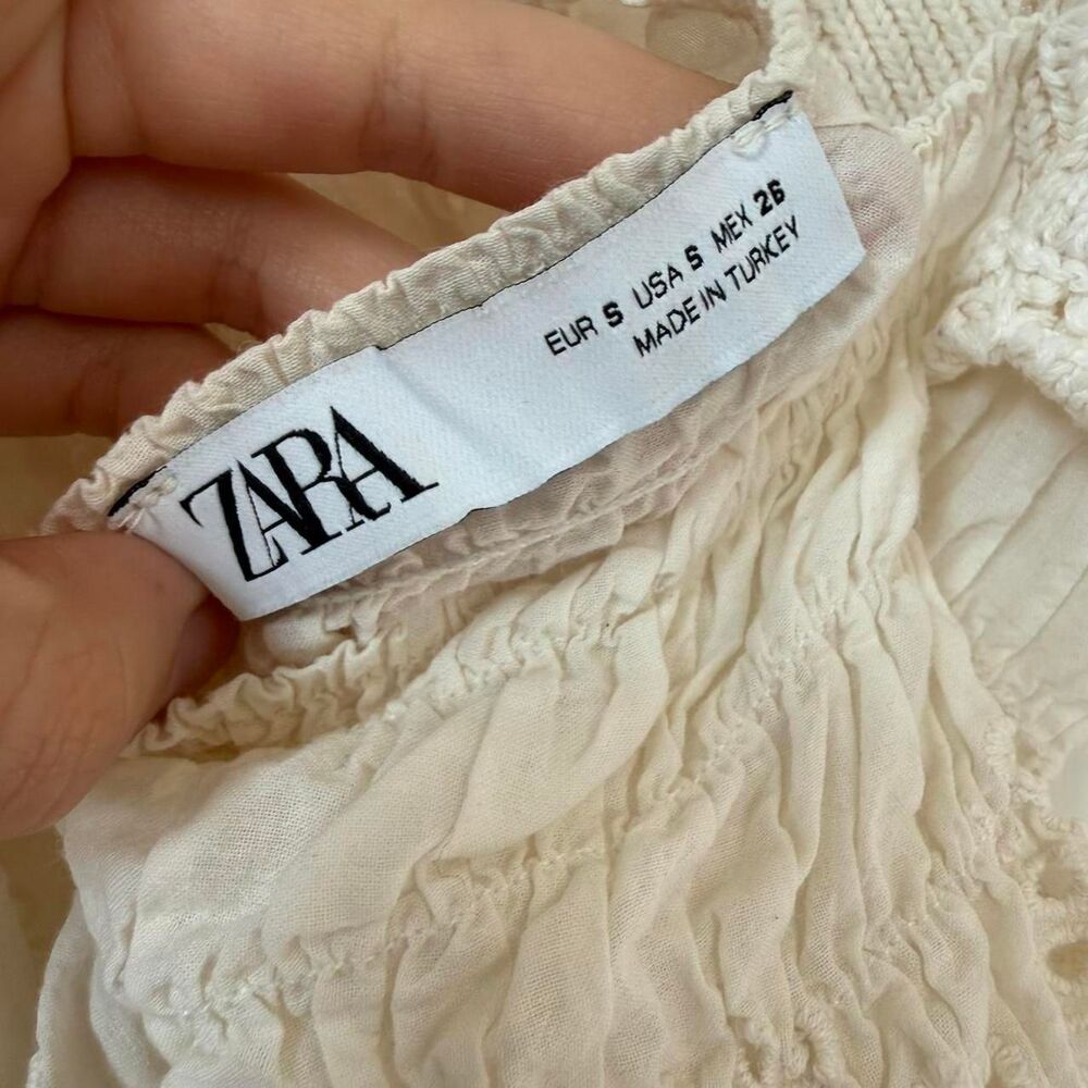 Zara Women's White and Cream Crop-top - Picture 3 of 3